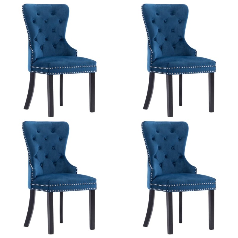 vidaXL Sillas de comedor 4 unidades terciopelo azul