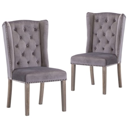 vidaXL Sillas de comedor 2 unidades terciopelo gris