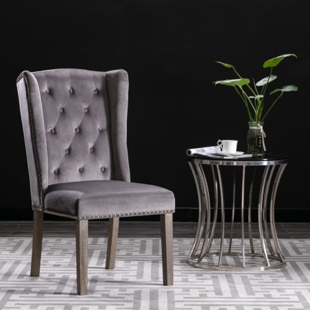 vidaXL Sillas de comedor 2 unidades terciopelo gris