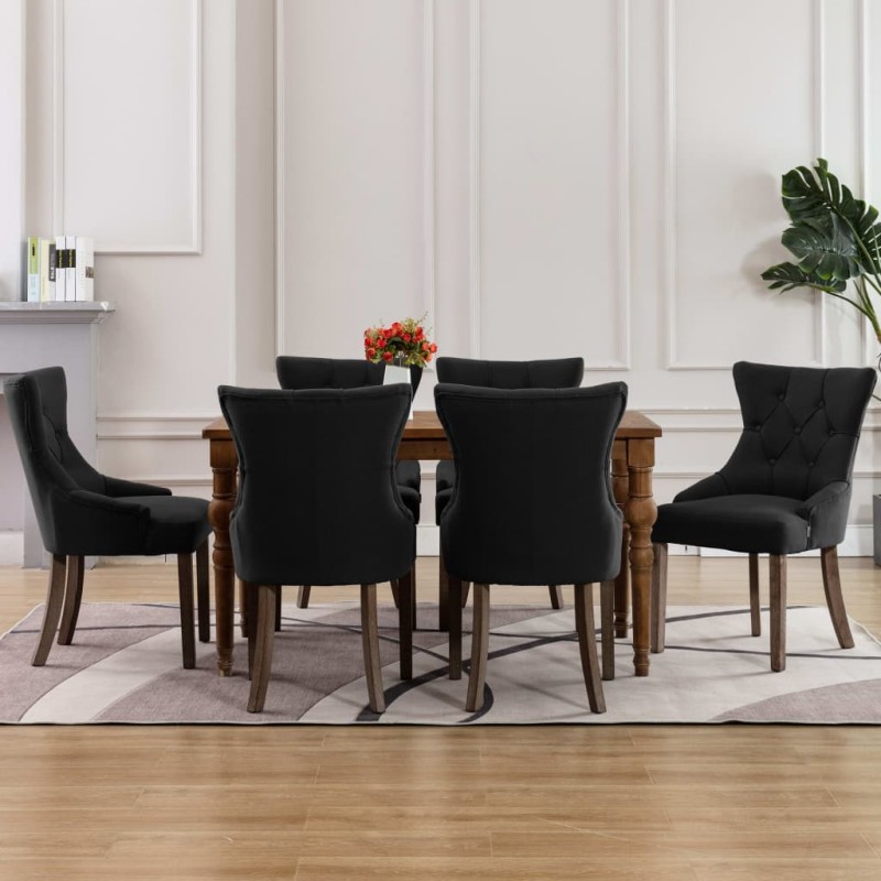 vidaXL Sillas de comedor 6 unidades tela negras vidaXL Sillas de comedor 6 unidades tela negras