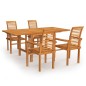 vidaXL Conjunto de comedor de jardín 5 piezas madera maciza de teca vidaXL Conjunto de comedor de jardín 5 piezas madera maciza de teca
