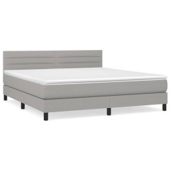 vidaXL Cama box spring con colchón tela gris claro 180x200 cm