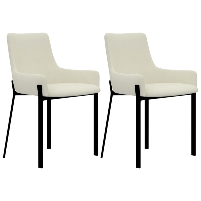 vidaXL Sillas de comedor 2 unidades de tela color crema vidaXL Sillas de comedor 2 unidades de tela color crema