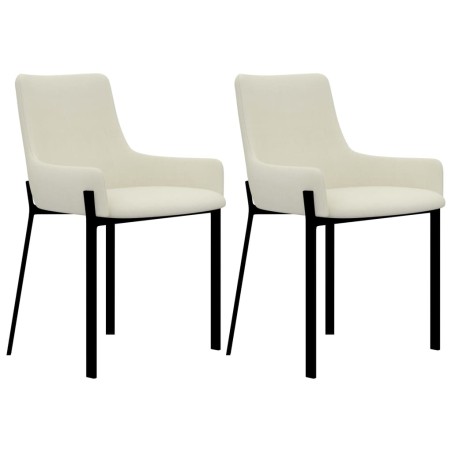 vidaXL Sillas de comedor 2 unidades de tela color crema