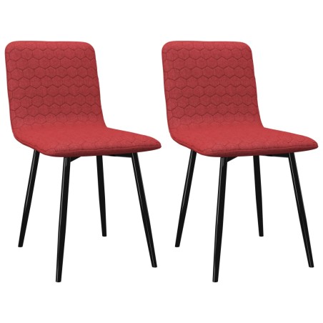 vidaXL Sillas de comedor 2 unidades tela color vino 