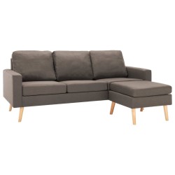 vidaXL Sofá de 3 plazas con reposapiés de tela gris taupe