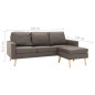 vidaXL Sofá de 3 plazas con reposapiés de tela gris taupe vidaXL Sofá de 3 plazas con reposapiés de tela gris taupe