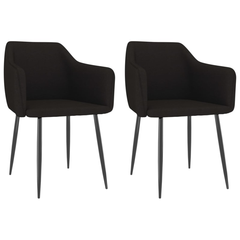 vidaXL Sillas de comedor 2 unidades tela negro vidaXL Sillas de comedor 2 unidades tela negro