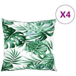 vidaXL Cojines decorativos 4 uds tela estampado de hojas 50x50 cm