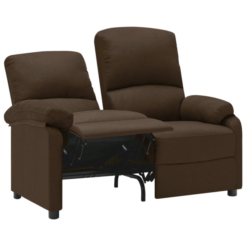 vidaXL Sofá reclinable de 2 plazas de tela marrón oscuro vidaXL Sofá reclinable de 2 plazas de tela marrón oscuro