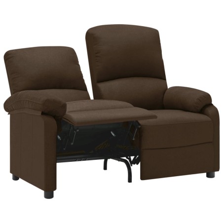vidaXL Sofá reclinable de 2 plazas de tela marrón oscuro