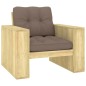 vidaXL Silla de jardín y cojines gris taupe madera pino impregnada vidaXL Silla de jardín y cojines gris taupe madera pino impregnada