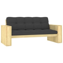 vidaXL Banco de jardín cojines antracita madera pino impregnada 179cm