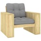 vidaXL Silla de jardín y cojines gris madera pino impregnada vidaXL Silla de jardín y cojines gris madera pino impregnada