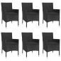 vidaXL Set de comedor de jardín 7 pzas y cojines ratán sintético negro