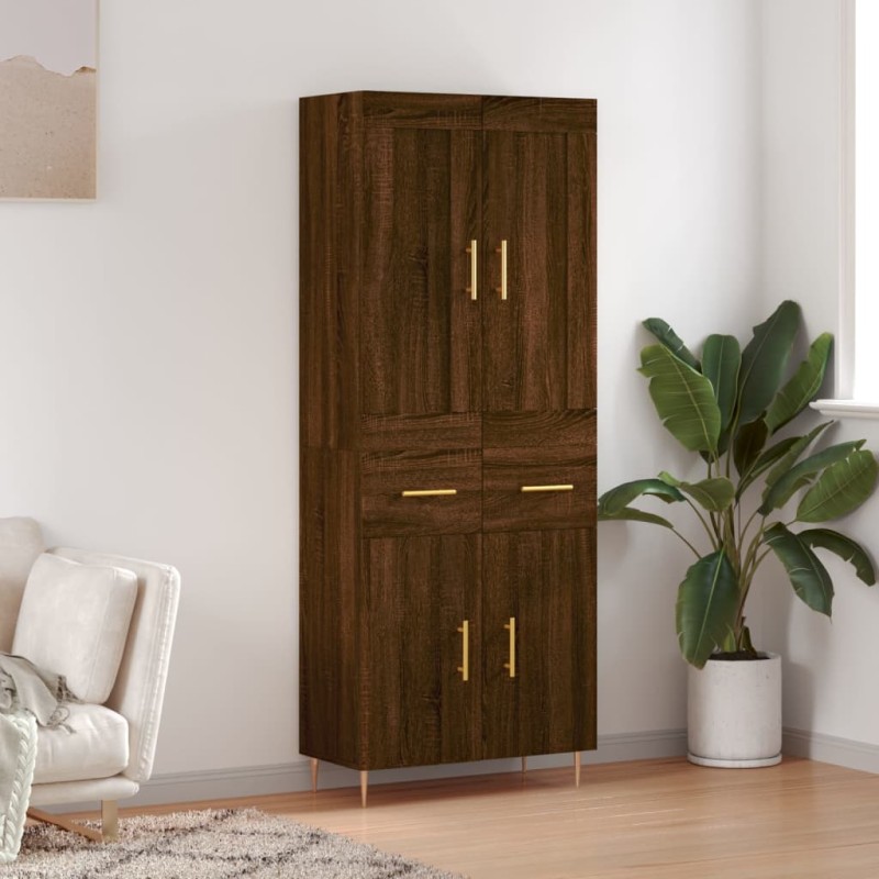 vidaXL Aparador alto madera contrachapada marrón roble 69,5x34x180 cm