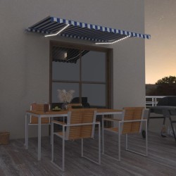 vidaXL Toldo manual retráctil con LED azul y blanco 300x250 cm