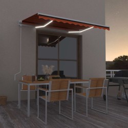 vidaXL Toldo automático LED sensor de viento naranja marrón 300x250 cm