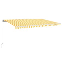 vidaXL Toldo automático LED sensor de viento amarillo/blanco 500x300cm