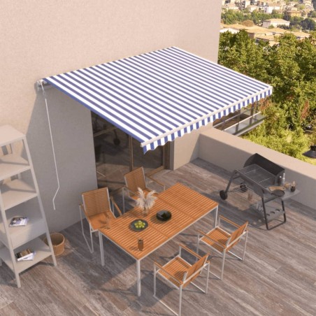 vidaXL Toldo automático retráctil azul y blanco 450x350 cm