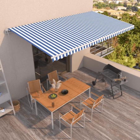vidaXL Toldo automático retráctil azul y blanco 600x350 cm