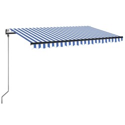 vidaXL Toldo automático LED sensor de viento azul y blanco 300x250 cm