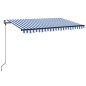 vidaXL Toldo automático LED sensor de viento azul y blanco 300x250 cm vidaXL Toldo automático LED sensor de viento azul y blanco 300x250 cm