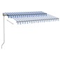 vidaXL Toldo automático LED sensor de viento azul y blanco 300x250 cm vidaXL Toldo automático LED sensor de viento azul y blanco 300x250 cm
