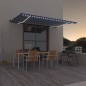 vidaXL Toldo manual retráctil con LED azul y blanco 500x300 cm vidaXL Toldo manual retráctil con LED azul y blanco 500x300 cm