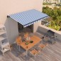 vidaXL Toldo retráctil manual azul y blanco 400x350 cm vidaXL Toldo retráctil manual azul y blanco 400x350 cm