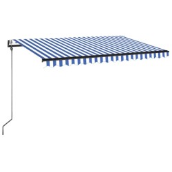 vidaXL Toldo automático LED sensor de viento azul y blanco 450x350 cm