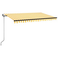 vidaXL Toldo automático LED sensor de viento amarillo blanco 450x350cm
