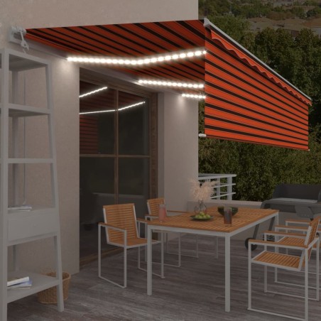 vidaXL Toldo automático con persiana LED sensor de viento 6x3 m 