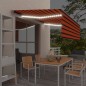 vidaXL Toldo manual retráctil con persiana y LED naranja y marrón 4x3m vidaXL Toldo manual retráctil con persiana y LED naranja y marrón 4x3m