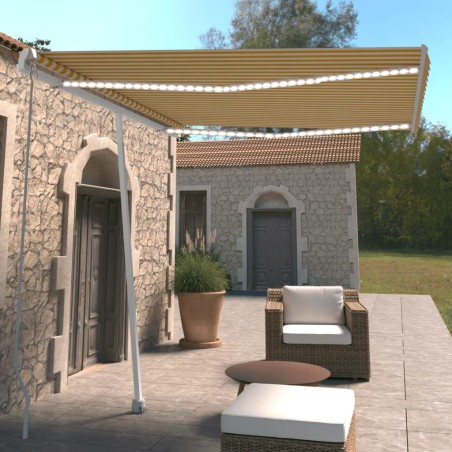 vidaXL Toldo manual retráctil con luz LED amarillo y blanco 300x250 cm