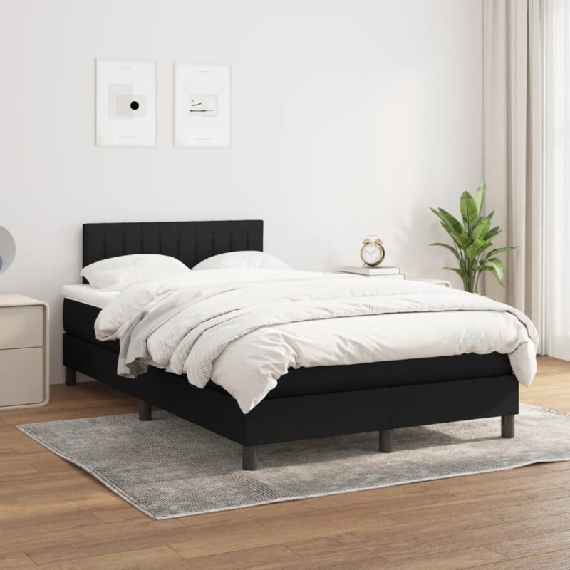 vidaXL Cama box spring con colchón tela negro 120x200 cm vidaXL Cama box spring con colchón tela negro 120x200 cm