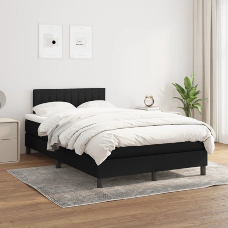 vidaXL Cama box spring con colchón tela negro 120x200 cm