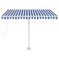 vidaXL Toldo manual retráctil con luz LED azul y blanco 300x250 cm vidaXL Toldo manual retráctil con luz LED azul y blanco 300x250 cm