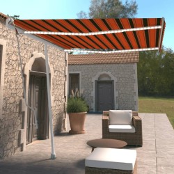 vidaXL Toldo automático LED sensor de viento naranja marrón 300x250 cm