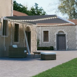 vidaXL Toldo retráctil manual con LED azul y blanco 400x300 cm