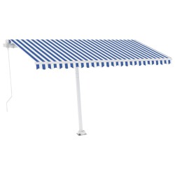 vidaXL Toldo retráctil manual con LED azul y blanco 400x300 cm