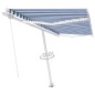 vidaXL Toldo retráctil manual con LED azul y blanco 400x300 cm vidaXL Toldo retráctil manual con LED azul y blanco 400x300 cm