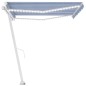 vidaXL Toldo retráctil manual con LED azul y blanco 400x300 cm vidaXL Toldo retráctil manual con LED azul y blanco 400x300 cm