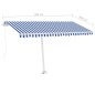 vidaXL Toldo retráctil manual con LED azul y blanco 400x300 cm vidaXL Toldo retráctil manual con LED azul y blanco 400x300 cm