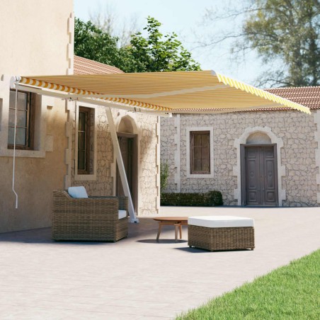 vidaXL Toldo de pie automático amarillo y blanco 500x300 cm