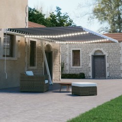 vidaXL Toldo automático LED sensor de viento azul y blanco 600x300 cm