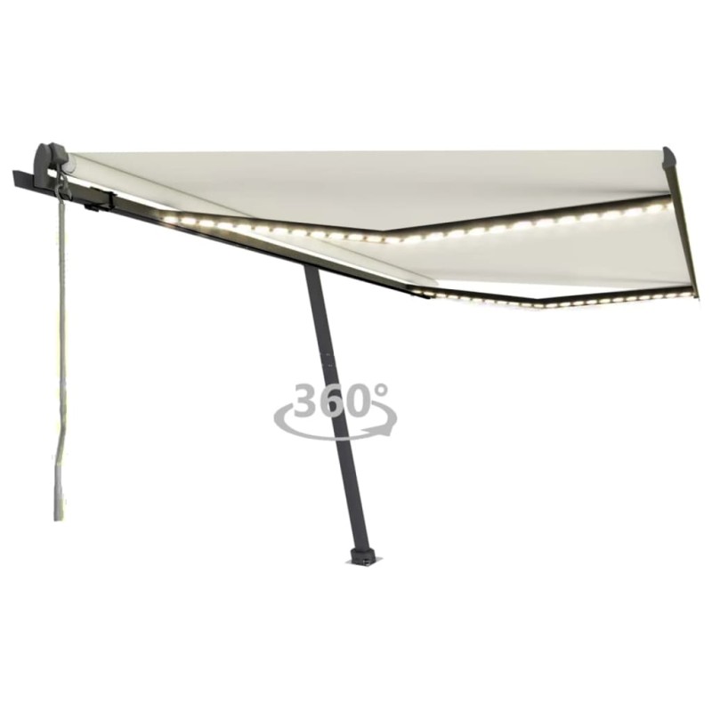 vidaXL Toldo automático con LED y sensor de viento crema 450x350 cm vidaXL Toldo automático con LED y sensor de viento crema 450x350 cm