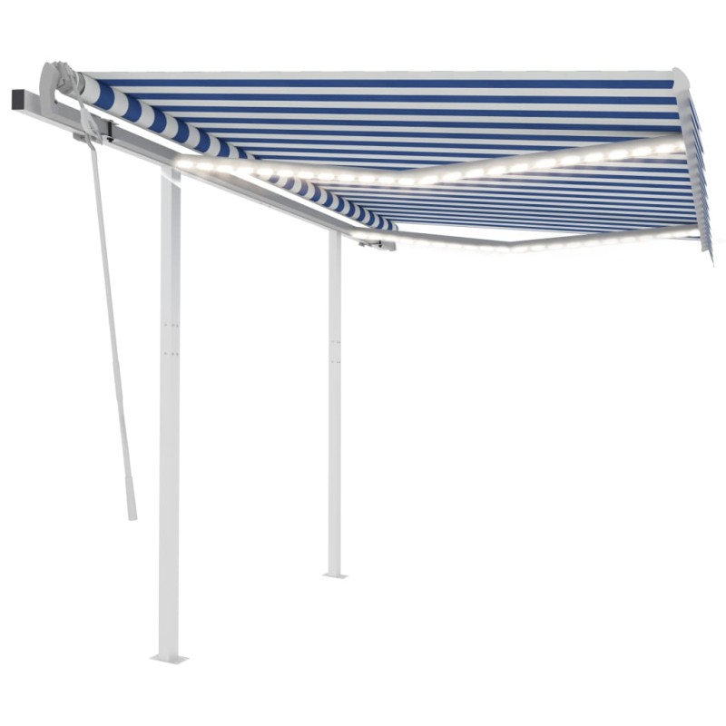 vidaXL Toldo manual retráctil con luz LED azul y blanco 3x2,5 m vidaXL Toldo manual retráctil con luz LED azul y blanco 3x2,5 m