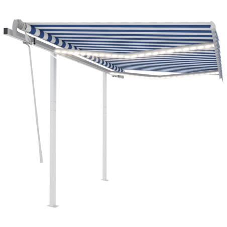 vidaXL Toldo manual retráctil con luz LED azul y blanco 3x2,5 m