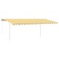 vidaXL Toldo automático LED sensor de viento amarillo y blanco 6x3 m